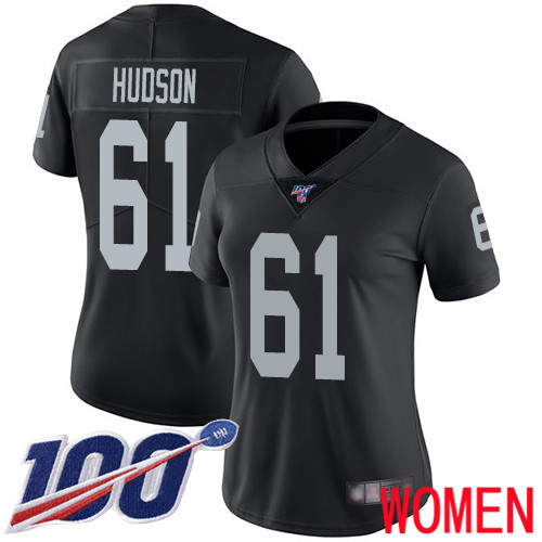 Oakland Raiders Limited Black Women Rodney Hudson Home Jersey NFL Football #61 100th Season Jersey